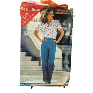 Vintage See & Sew Butterick 3019 Pattern Size B (12-14-16) Womens Blouse & Pants